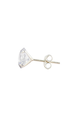 Pantheon White Stud Men’s Silver Earrings (Round) Parman