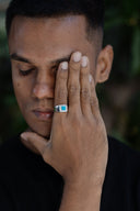 Aqua Stone Men’s Silver Ring