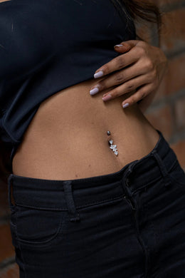 Alexis Floral Silver Belly Button Ring Parman