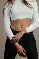 Ariadne Floral Silver Belly Button Ring