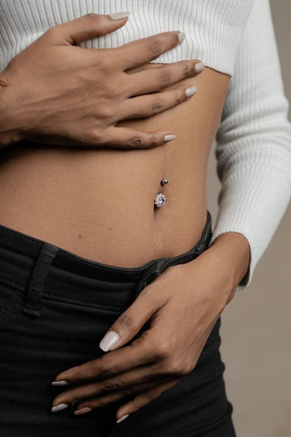 Ariadne Floral Silver Belly Button Ring Parman
