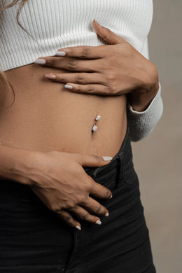 Sophia Floral Silver Belly Button Ring Parman