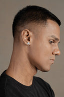 Pantheon White Men’s Silver Earrings (Square)