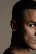 Pantheon White Men’s Silver Earrings (Square)