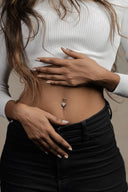 Angela Heart Silver Belly Button Ring