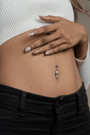 Olympia Teardrop Silver Belly Button Ring Parman