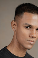 Pantheon White Stud Men’s Silver Earrings (Round)