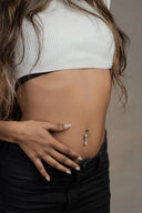 Nebula Teardrop Silver Belly Button Ring Parman