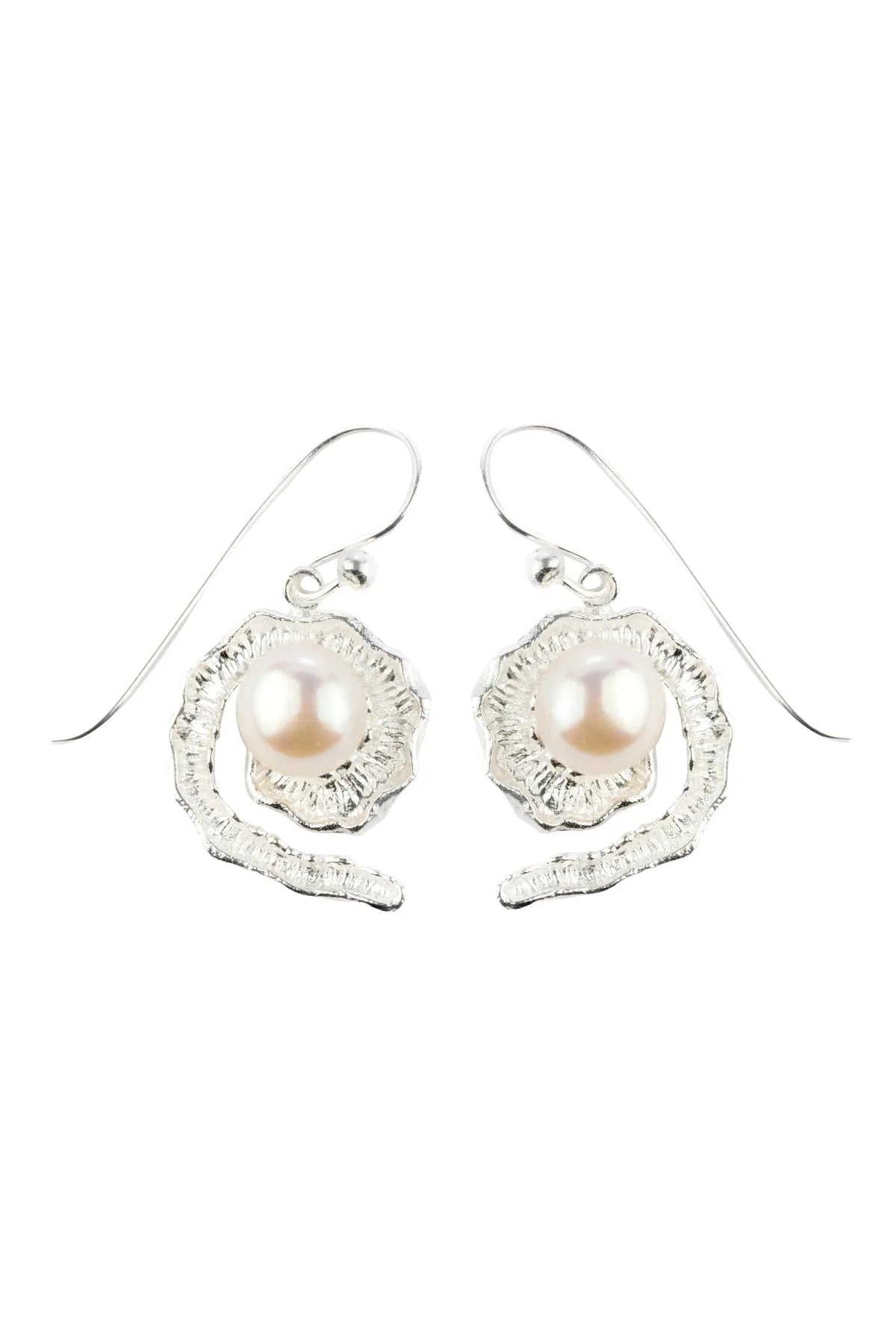 Tiara Pearl Silver Earrings Parman