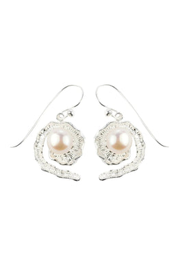 Tiara Pearl Silver Earrings Parman