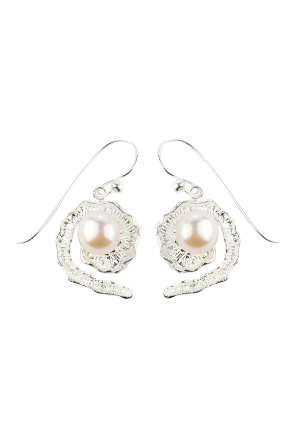 Tiara Pearl Silver Earrings Parman