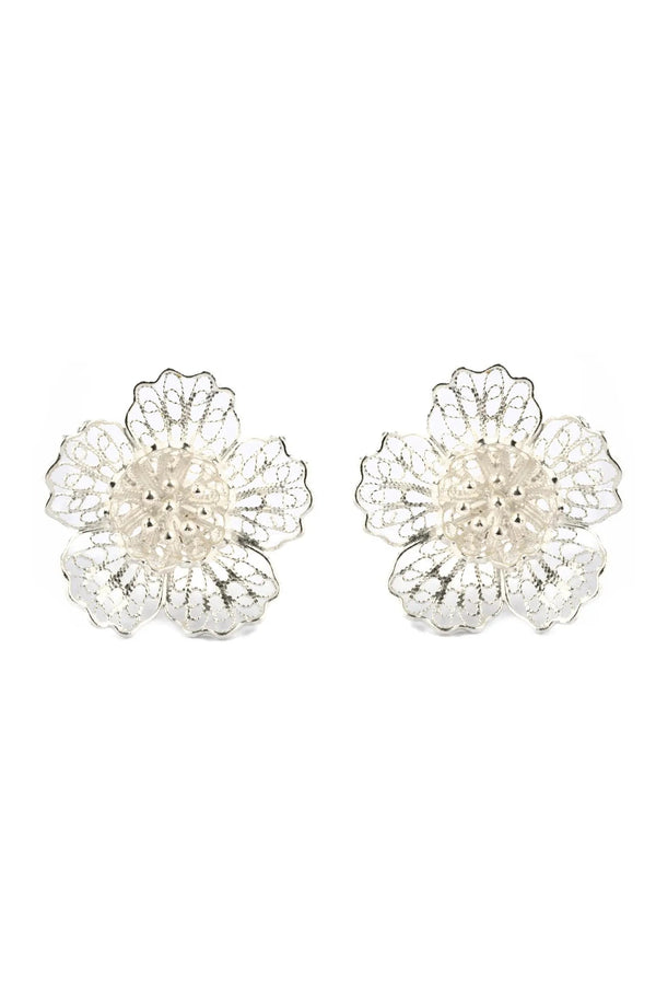 Selena Floral Silver Earrings Parman