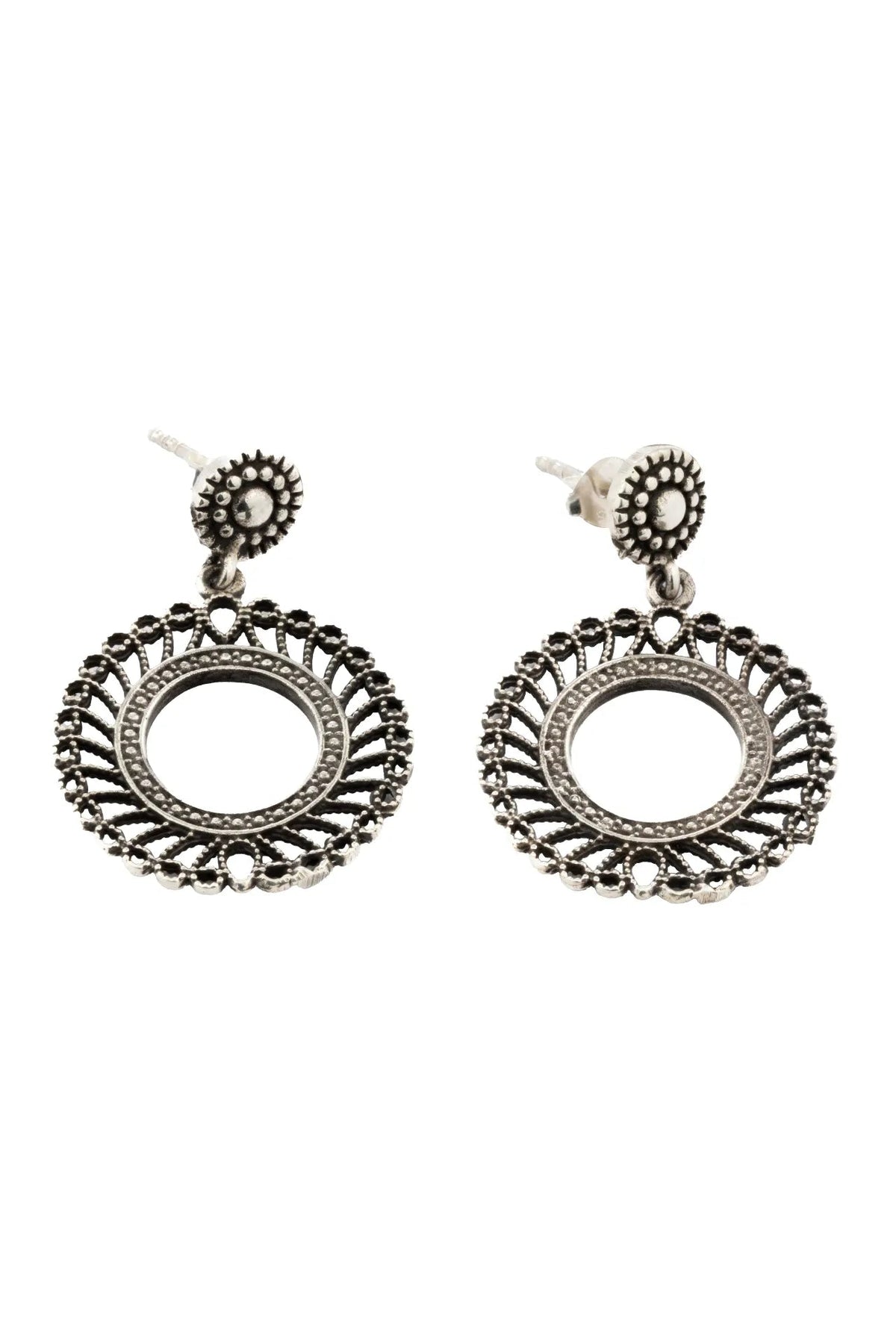 Yantra Sunburst Silver Earrings Parman