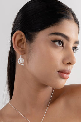 Tiara Pearl Silver Earrings Parman