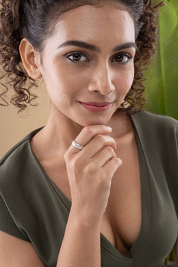 Phoebe Leaf Indent Silver Ring Parman