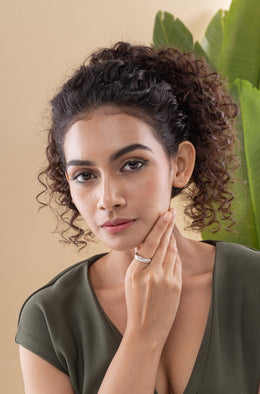 Phoebe Leaf Indent Silver Ring Parman