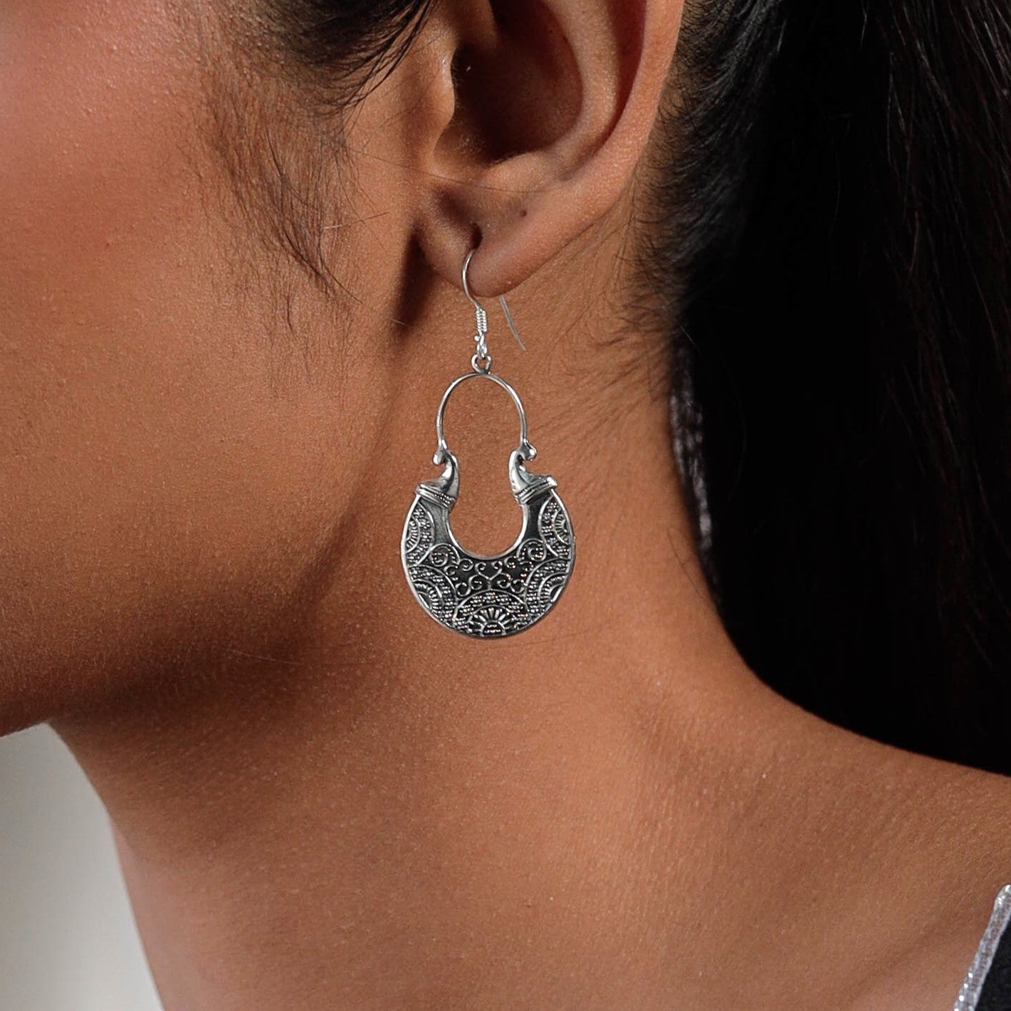 Zoya Ethnic Silver Earrings