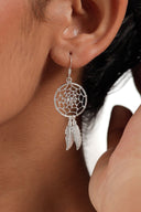 Modern Dreamcatcher Silver Earrings
