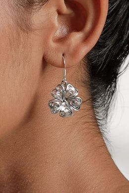 Urumi Floral Silver Earrings Parman