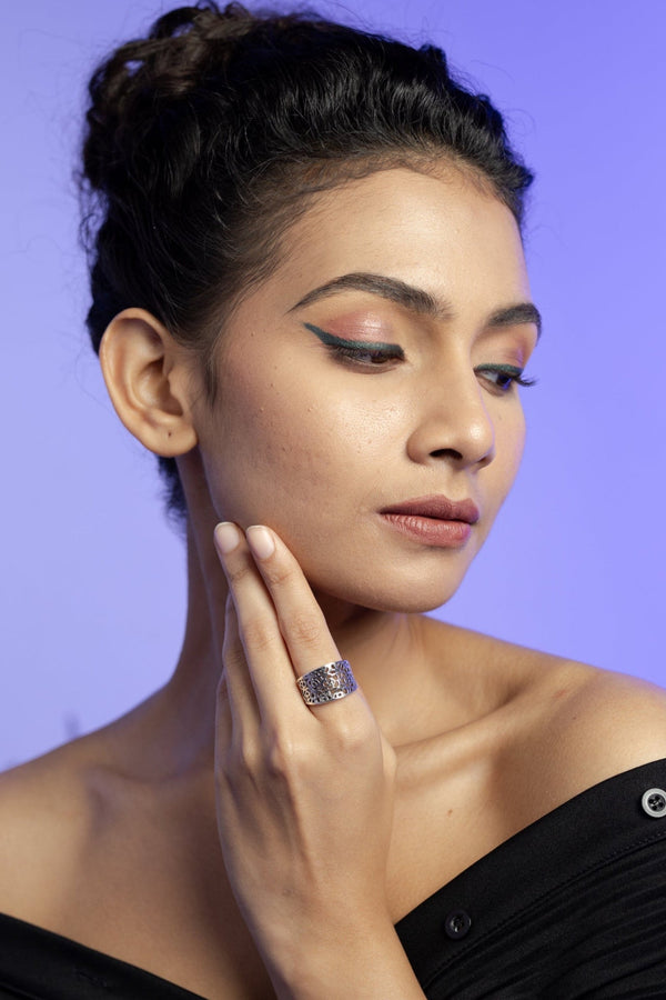 Tribal Bloom Silver Ring Parman