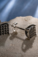Square Code Silver Studs