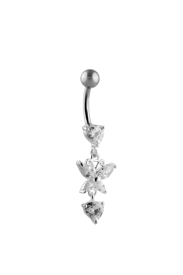 Alexis Floral Silver Belly Button Ring Parman