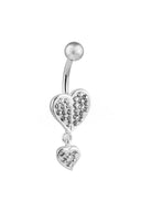 Iris Heart Silver Belly Button Ring