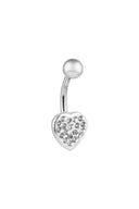 Angela Heart Silver Belly Button Ring