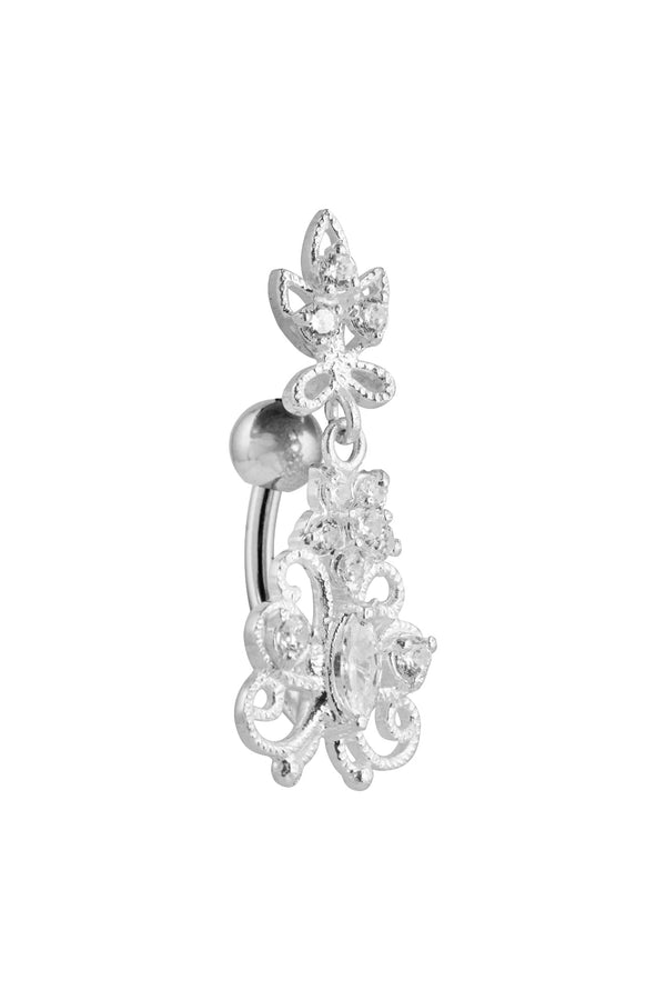 Cressida Floral Silver Belly Button Ring Parman