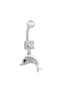 Oceana Dolphin Silver Belly Button Ring