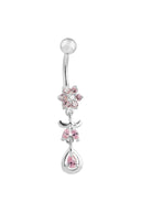 Athena Floral Silver Belly Button Ring