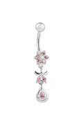 Athena Floral Silver Belly Button Ring Parman