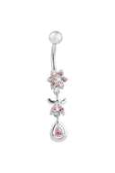 Athena Floral Silver Belly Button Ring