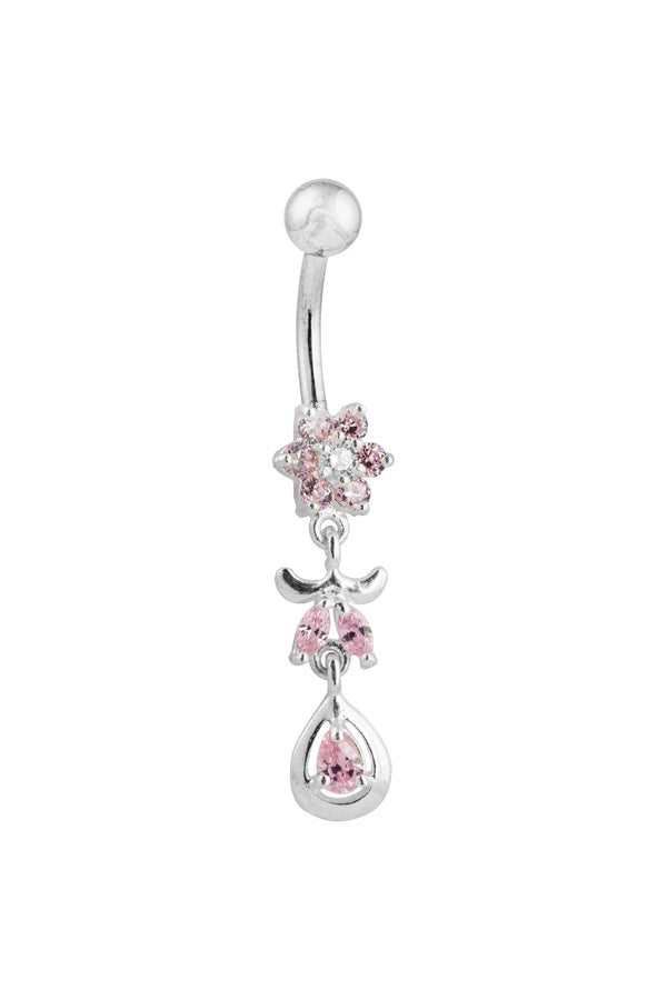 Athena Floral Silver Belly Button Ring Parman