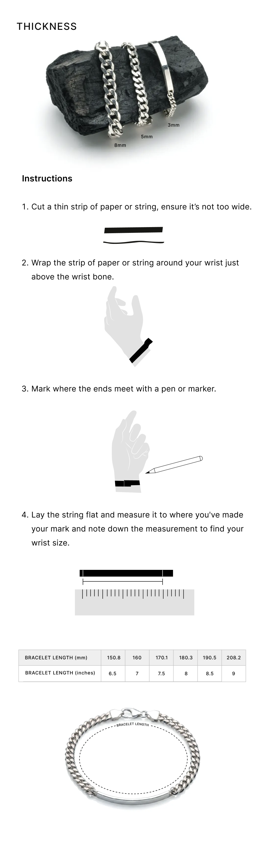 Bracelets size guide